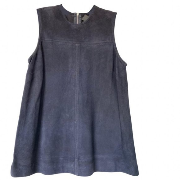 J.Crew Collection Navy Suede Top - Picture 1 of 4